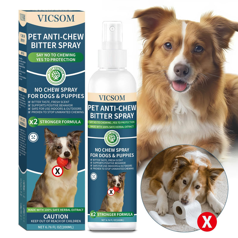 No Chew Spray For Dogs, Bitter Apple Spray For Dogs Stop Chewing Furniture, Shoes, Prevent Licking Bandages, No Alcohol & Trace, Safe Dog Training & Behavior Aids Spray, Indoor & Outdoor Use 200ML