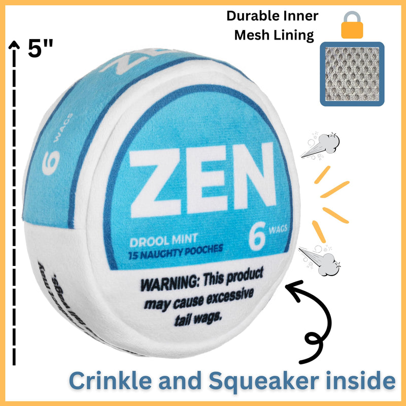 Zen Pupper Deckies Parody Dog Toy - Plush Squeaky and Crinkle Funny Dog Toy - Drool Mint - PawsPlanet Australia