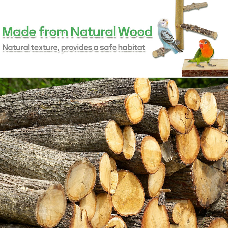 7PCS Natural Wood Bird Perches for Cage, Bird Parrot Parakeet Perch Stand, Bird Parakeet Cage Accessories, for Cockatiels Conure Budgies Small and Medium Parrots