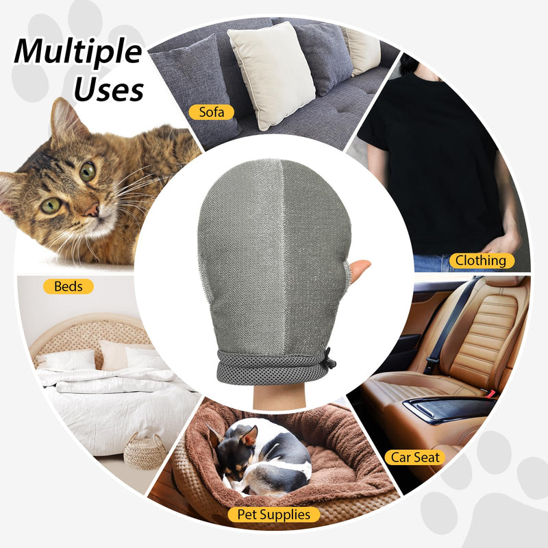 LIANZIMAU Dual Side Pet Hair Remover Glove Electrostatic Pet Hair Remover for Cat Dog Furniture Couch Car Seats Reusable with Thumb Hole Adjustable Wrist Strap (1 PCS) black - PawsPlanet Australia