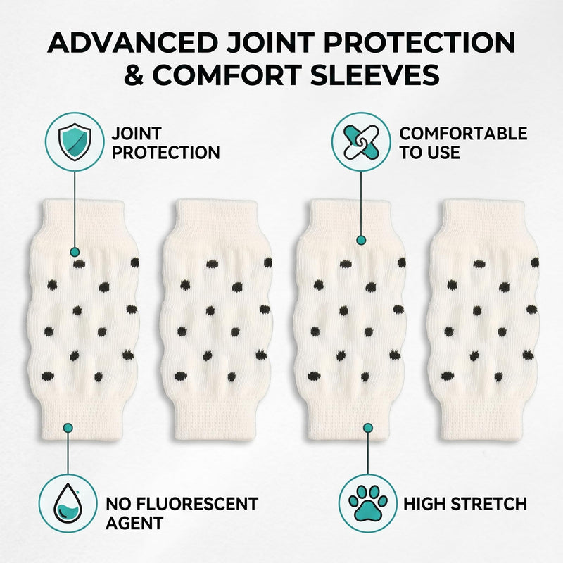 Dog Leg Bandage, 4-Piece Dog Elbow Protection, Cute Dots, Comfortable, High Stretch, Dirt-Repellent, Pet Protection, Warm Knee Pads for Protection of Dog Legs, Wounds, Injuries, (S) S