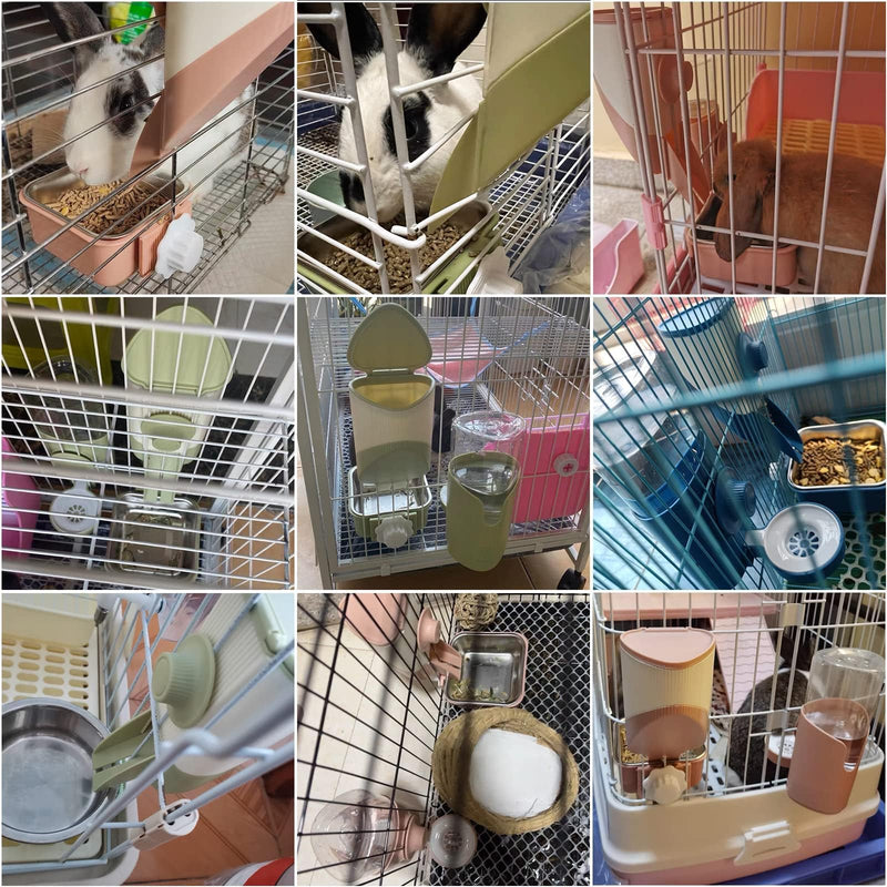 septillar Pet Hanging Bowl for Crates, 2 in 1 Small Dog Bowl Puppy Bowl Removable Stainless Rabbit Bowl Cat Feeder Food Water Bowls for Puppy Cat Bird Rabbit Hamster Guinea Pig Ferret Small Animals Pink - PawsPlanet Australia