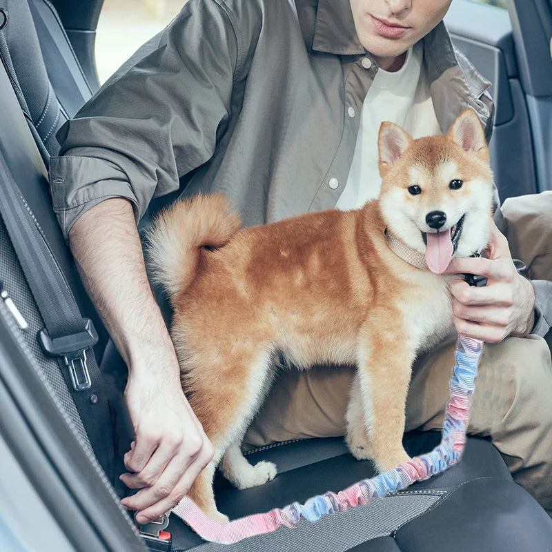 2 PCS Dog Seat Belt for Car, Adjustable Dog Car Harness Nylon Pet Travel Seatbelts with Elastic 24-35 Inches,Metal Buckle for Small, Medium and Large Pets - PawsPlanet Australia