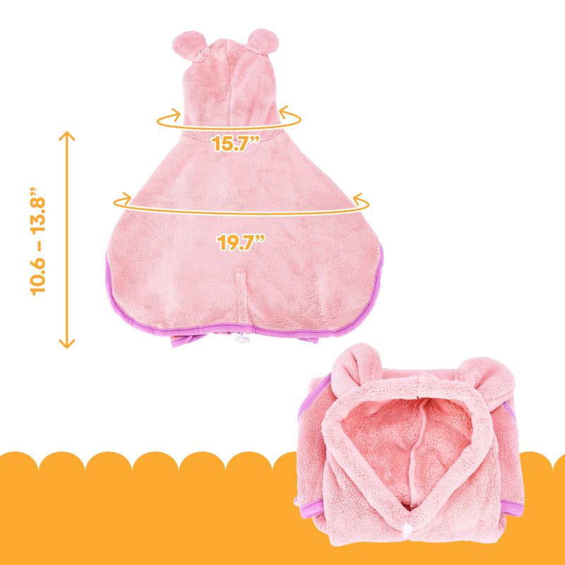 Noa Store Dog Bath Robe - Quick Drying with Adjustable Strap and Elastic Headband - 10.6-12.8x15.7x19.7 (XS) - Dog Robe - Stylish Design for Post-Bath Drying - Dog Robes for After Bath - Peach - PawsPlanet Australia
