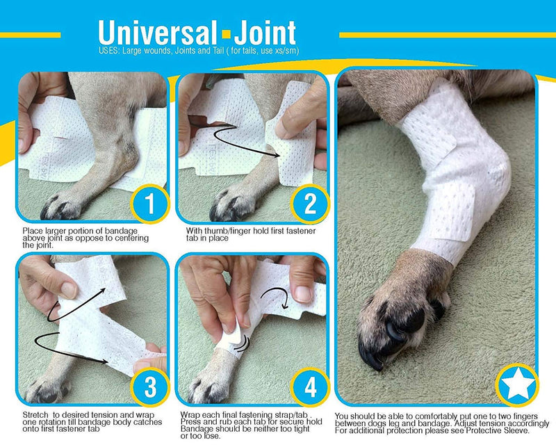 Joint and Large Area Wound Bandages for Dogs Cats & Other Pets. Great for Leg Joint sprains and Tail Injuries! Non Adhesive Breathable Non-Slip Disposable Washable Value Pack (Medium 12pk) White Medium 12pk - PawsPlanet Australia