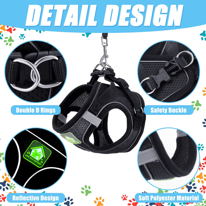 6 Pcs Small Dog Harness with Retractable Leash and Bowknot Pet Collar Set Soft Mesh Padded Vest Harness 10 FT Pet Walking Leash with Anti Slip Handle Adjustable Puppy Collar for Small Dog Cat S - PawsPlanet Australia