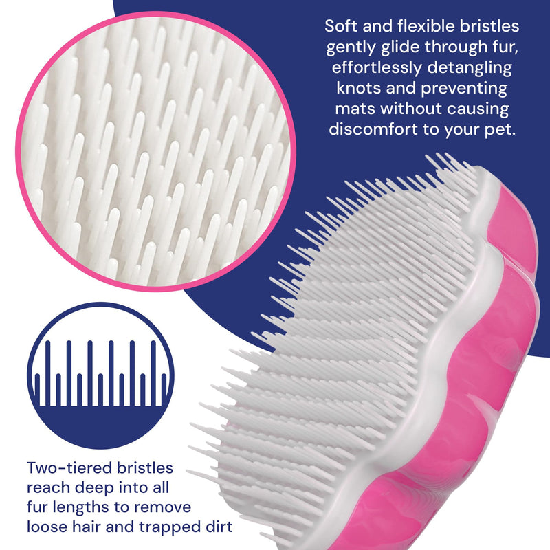 Small 4" Dog Pet Hair Massaging Brush Grooming Tool for Cats Dogs Long or Short Hair Raspberry Pink - PawsPlanet Australia