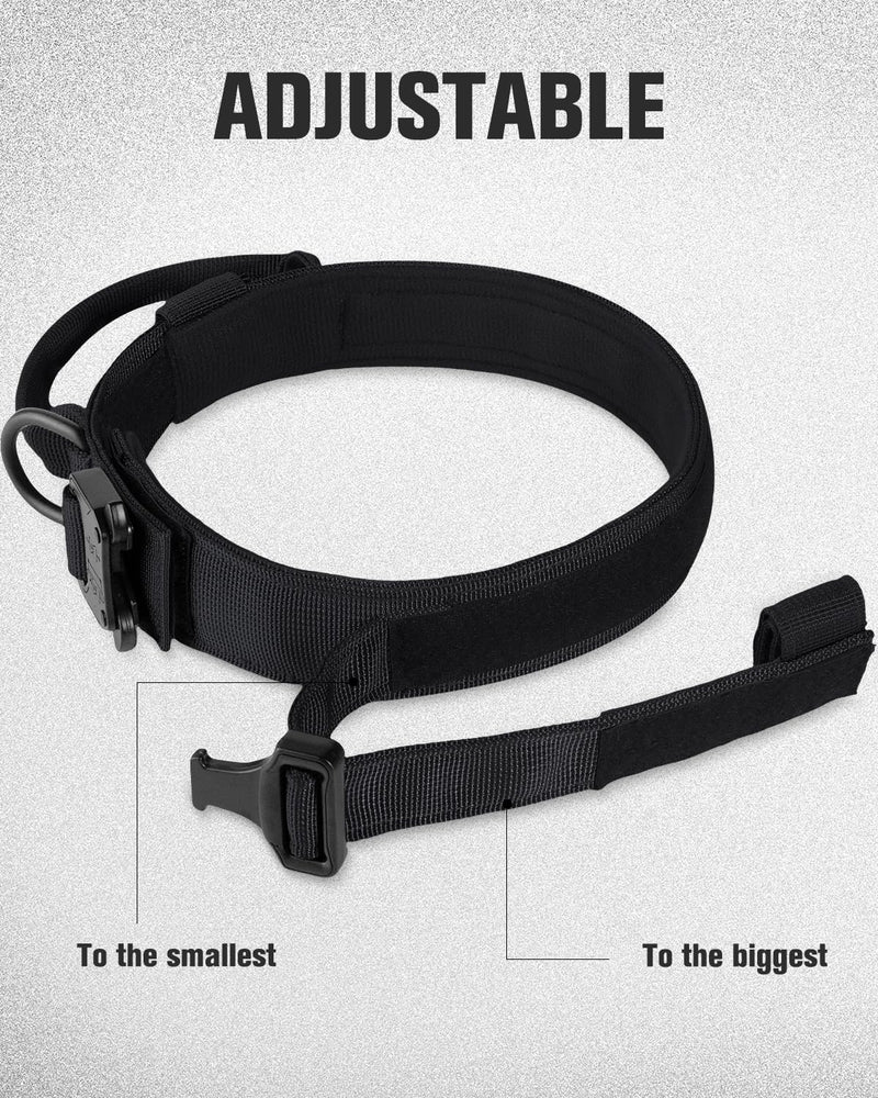 Joytale Tactical Dog Collar(17"-21") and Dog Leash Set, Shock Absorbing Bungee Dog Leash and Adjustable Strong Dog Collar with Handle for Large Dogs(Black, L) - PawsPlanet Australia