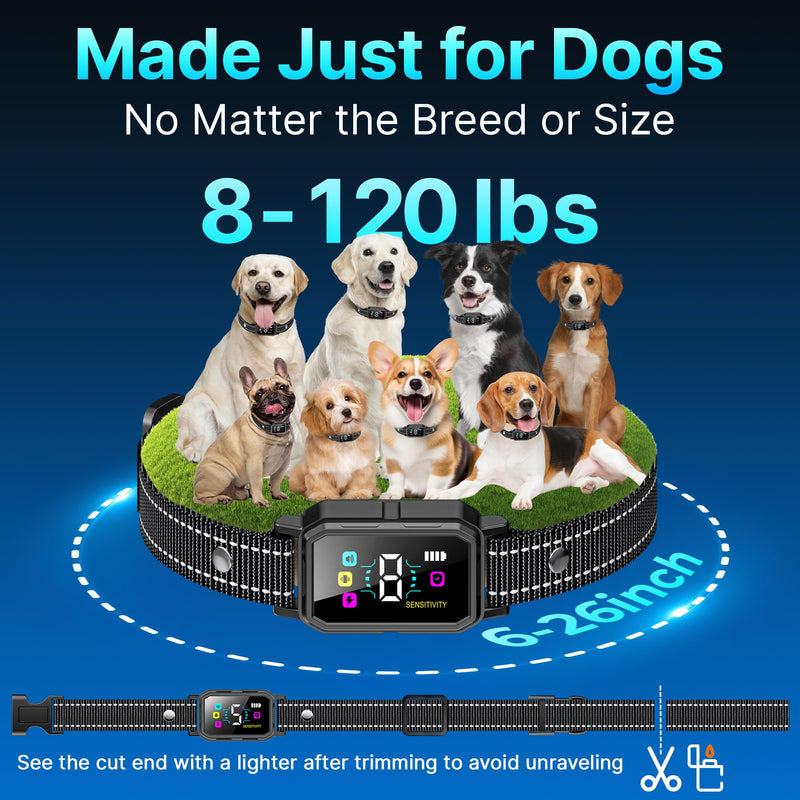 3-Pack Dog Bark Collar for Large Dog 8-120Lbs Medium Small Dog Barking Collar with 5 Adjustable Sensitivity Beep Vibration Harmless Shock Anti Bark Device