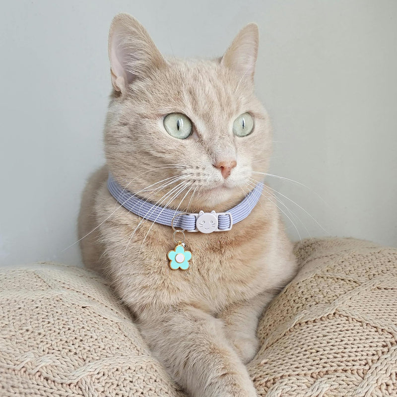 2 Pack Cat Collar with Bells, Corduroy Adjustable Kitten Collars with Breakaway Safety Buckle for Boy Girl Cats-Green Blue Green+Blue - PawsPlanet Australia