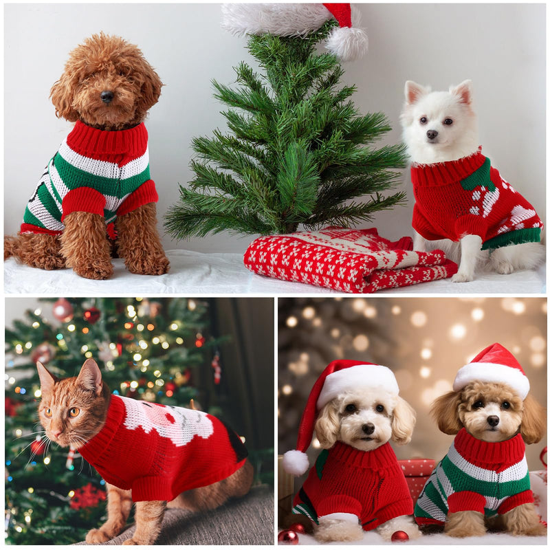 4 Pcs Puppy Christmas Sweater Dog Ugly Xmas Santa Knitted Sweater Small Dog Christmas Outfit Pet Winter Holiday Knitwear Cat Turtleneck Knitwear for Pet Kitten Puppy(M) M - PawsPlanet Australia