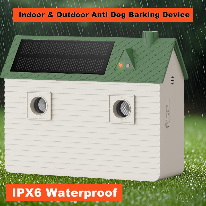Ultrasonic Dog Bark Deterrent Devices,Anti Barking Device,Dog Barking Silencer Up to 50 FT,3 Modes,Solar and USB Dual Charging Function,Indoor Outdoor for Dogs Training & Behavior Aids,Green Green(waterproof version) - PawsPlanet Australia