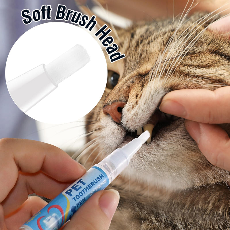 3PCS Pet Toothbrush Pen,Teeth Brightening Pen for Dog-Pet Dog/Cat Teeth Cleaning Pen for Dental Care,Dogs Cats Natural Plants Tartar Remover Tool - PawsPlanet Australia