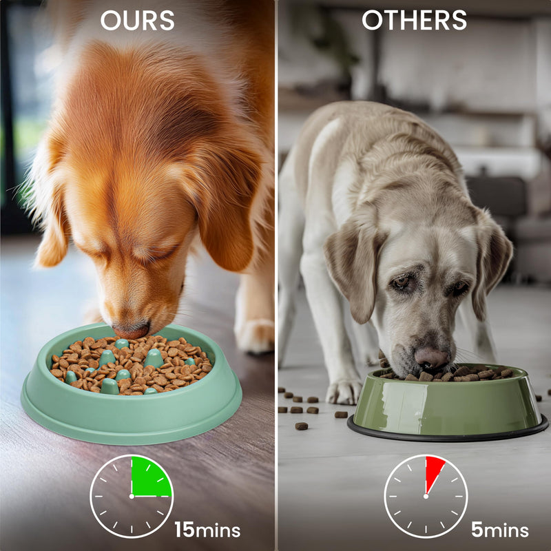 Belle Vous Slow Feeder Dog Food Bowls (2 Pack) - 350ml Dog Slow Feeder Bowls for Small-Large Dogs - Puppy & Dog Feeding Bowl Set To Slow Down Eating - PawsPlanet Australia