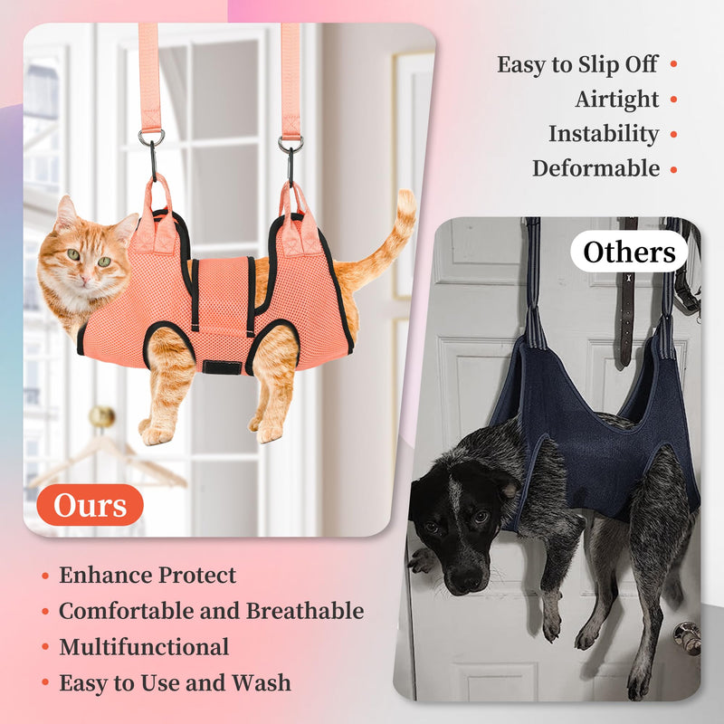 PatiencET Dog Grooming Hammock, Pet Grooming Hammock for Cats & Dogs with Security Strap, Dog Sling for Nail Trimming with Nail Clippers/Trimmer, Nail File, Pet Comb(XS) XS Orange - PawsPlanet Australia