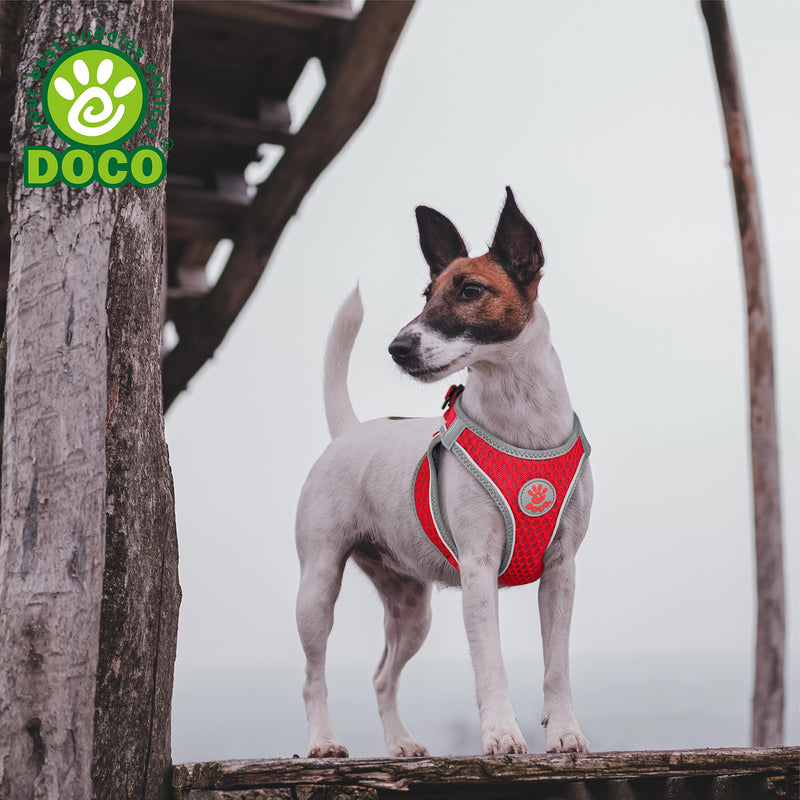 DOCO Athletica Small Dog Quick FIT Mesh Harness │ 2 Leash Clips, Heavy Duty No Choke Vest, Lightweight Reflective (Dogs and Puppies Under 30 lbs) Large (Chest: 18.5-19.5") Orange - PawsPlanet Australia