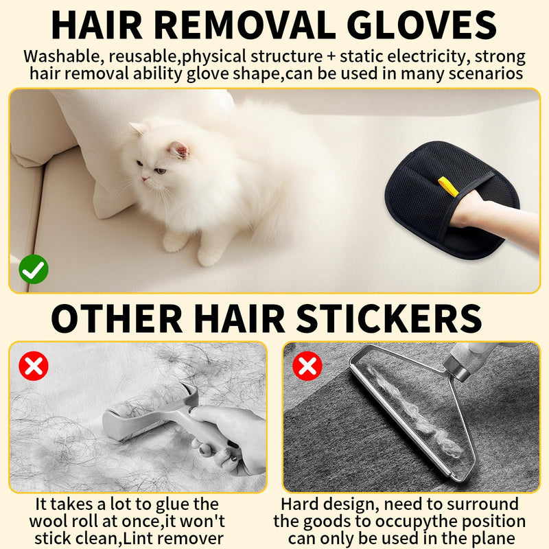 2 pcs Pets Static Removal Gloves, Reusable Cat Dog Electrostatic Hair Remover Grooming Glove Tool - PawsPlanet Australia