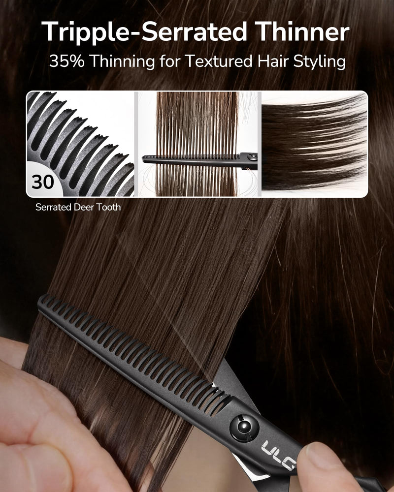 ULG Texturizing Shears – Professional Stainless Steel, 30-Teeth Thinning Scissors, Teflon Coated, Deer Tooth Blades for Precise Thinning and Layering, Ideal for Stylists and Barbers Texturizing Shears-Deer Tooth Blades - PawsPlanet Australia