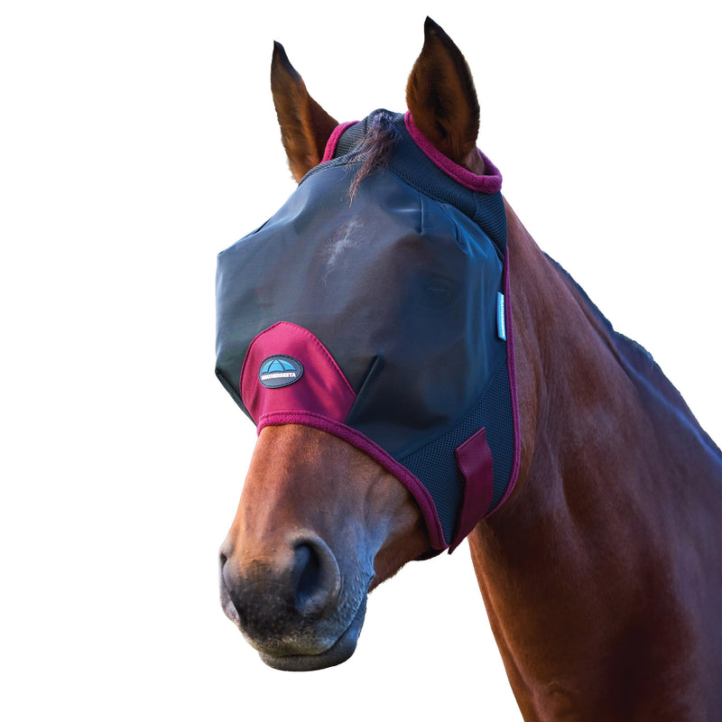 WeatherBeeta ComFiTec Fine Mesh Fly Mask, Black/Burgundy, Medium M