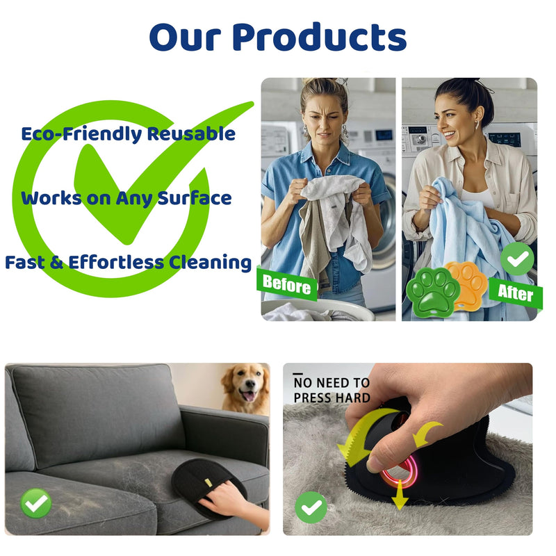 3 in 1 Pet Hair Remover Cleaning Set - Car Interior, Furniture and Laundry - Multi Surface Cat & Dog Fur Removal Tool - PawsPlanet Australia