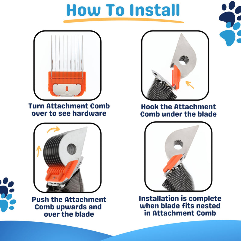 50MM or 2" Animal Clipper Guard Attachment (Not Compatible with 5-in-1 Blade) for A5 Series Clippers |Stainless Steel Blade for Professional Dog Groomers| Snap-On/Off Guard Combs for Dog Grooming - PawsPlanet Australia