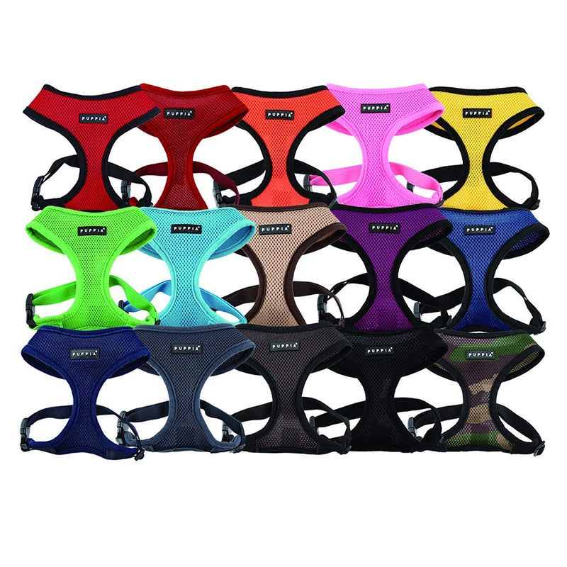 Puppia Soft Dog Harness No Choke Over-The-Head Triple Layered Breathable Mesh Adjustable Chest Belt and Quick-Release Buckle, Green, Small