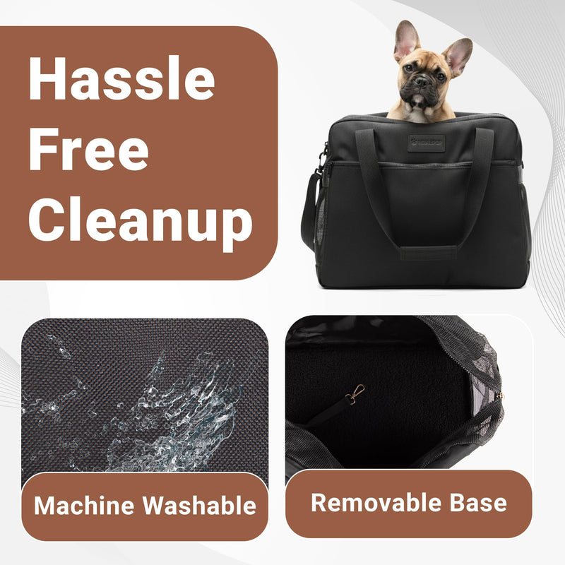 Airline Pet Tote – Dog & Cat Travel Bag, Soft-Sided Dog Carrier with Mesh Panels, Pockets & Removable Cushion, for Pets, Black - PawsPlanet Australia