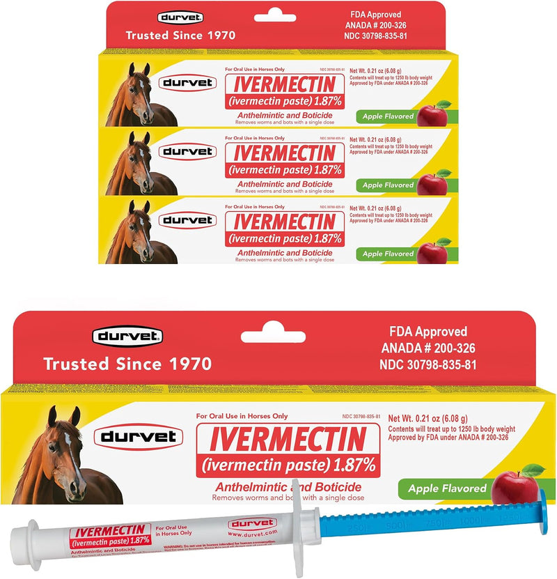 Ivermectin Paste Dewormer - 6.08g dose @ 1.87%-Apple Flavored, 3 Count