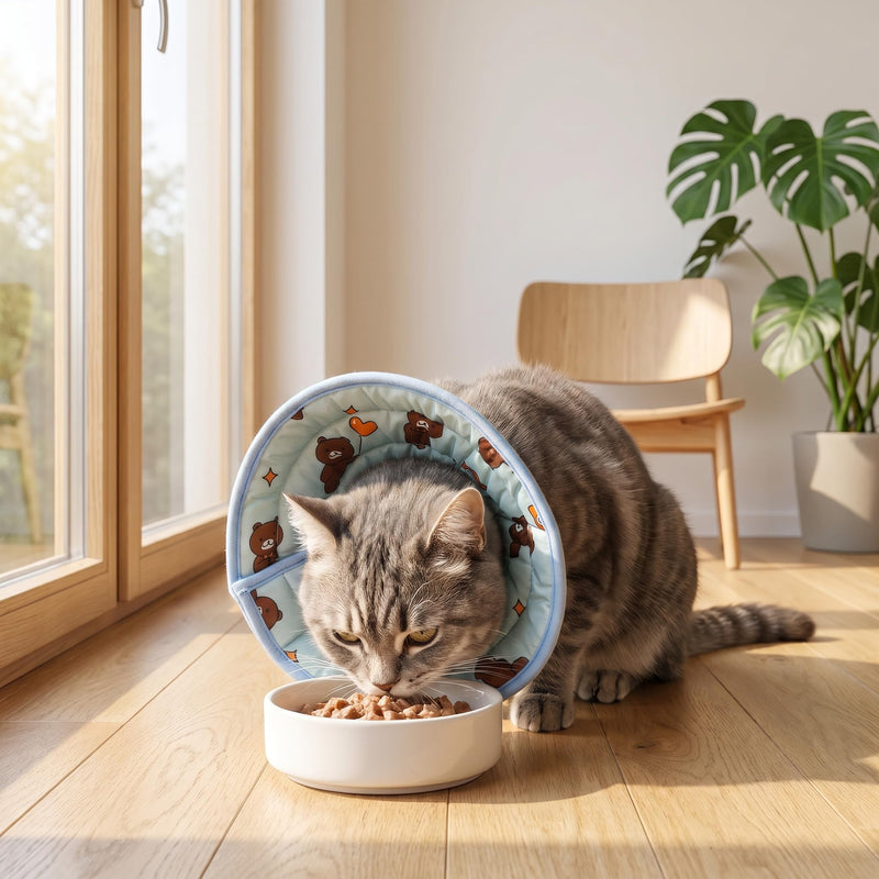 Cat Elizabethan collar, water-repellent, foldable, soft protective collar for cats, recovery collar, soft and comfortable after surgery and injuries for cats (Blue, L)