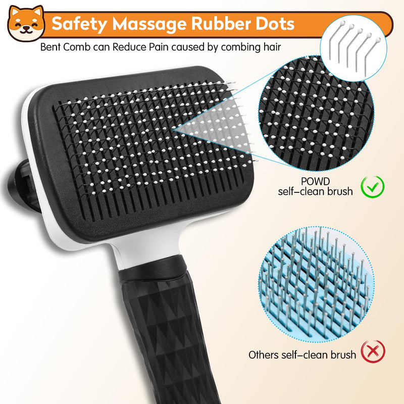 Dog & Cat Brush, Black Self Cleaning Slicker Brush for Pets, Upgraded Dog Brush for Shedding Massaging and Grooming, Removes Loose Undercoat & Portable Comb for Long Short Haired Dogs - PawsPlanet Australia