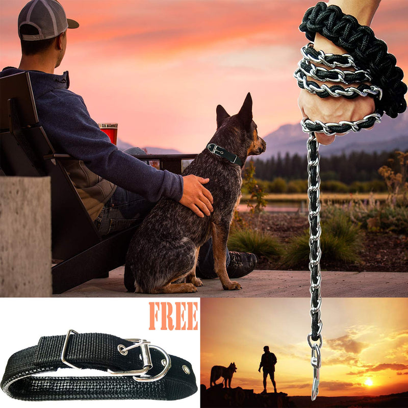 Dog Leash Metal Leashes Chain Rope with Pet Collar Training Walking Leads Heavy Duty Anti Bite 360 Hook for Medium and Large Dogs (X-Large) X-Large - PawsPlanet Australia