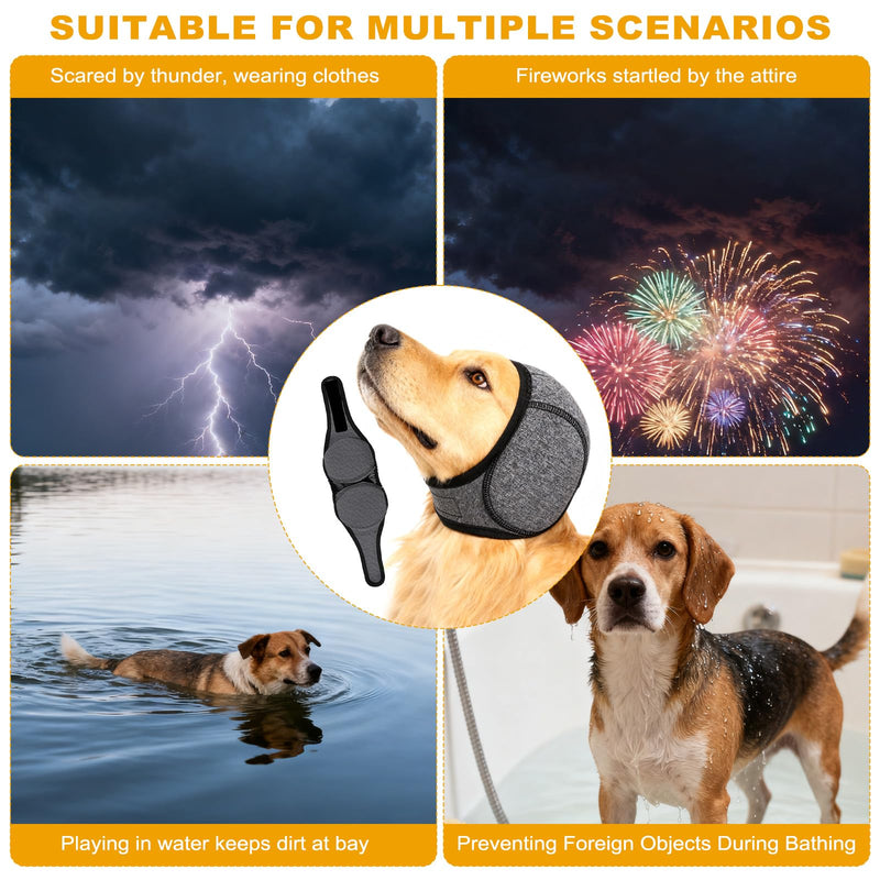 Dog Ear Muffs, Dog Ear Protectors, Ear Defenders for Noise Protection & Swimming, Waterproof Covers for Bathing Grooming Thunder Fireworks, Soft Breathable Adjustable Snood (M Size)