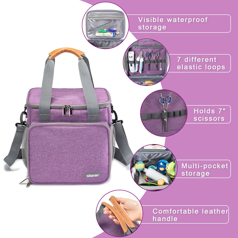 Pet Grooming Bag, Dog Grooming Supplies Organizer Tote Bag, Perfect for Pet Grooming Tool Kit Accessories-Purple Purple - PawsPlanet Australia