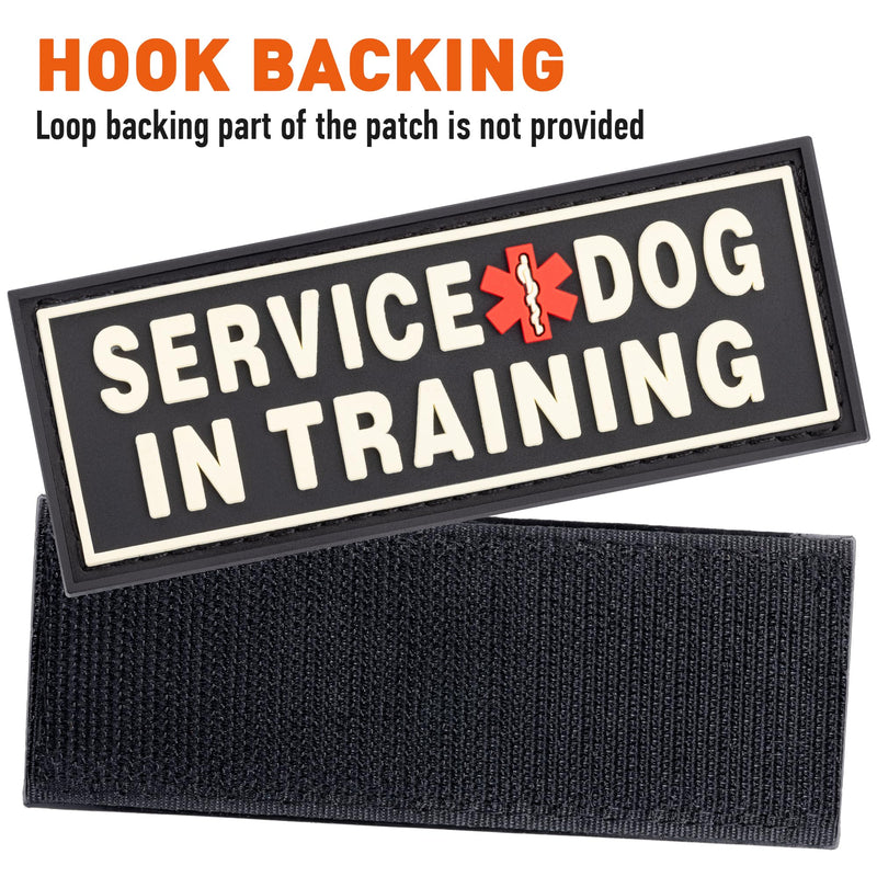 Dogline Service Dog in Training Patches for Harnesses and Vests Removable 3D Rubber Patches with Hook Backing for Small Medium or Large Working Dogs 1" x 2.75" - Two Patches - PawsPlanet Australia