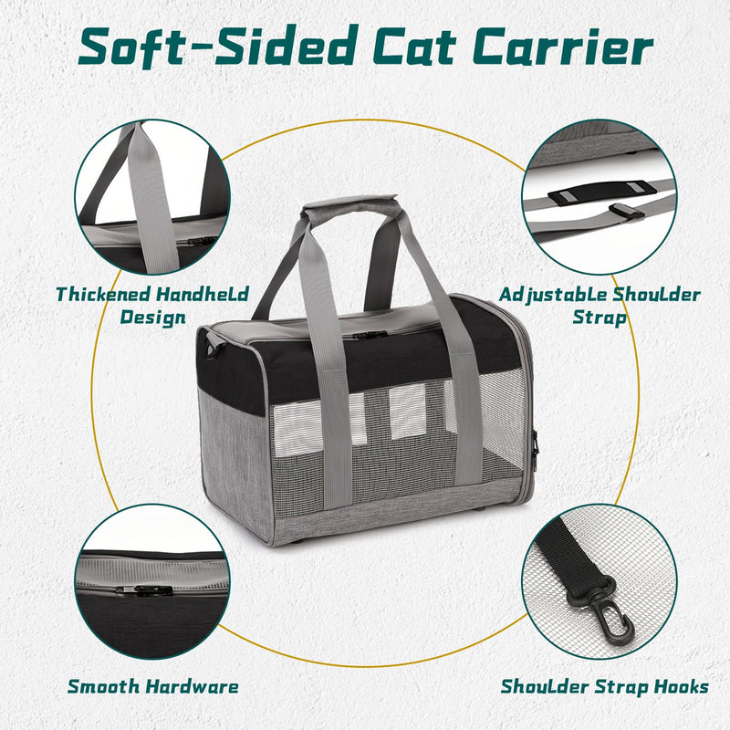 PINVNBY Bunny Carrier for Travel Camping Outdoor, Small Pet Carrier, Guinea Pig Carrier, Breathable Pet Portable Hand Bag for Hamster Bunny Guinea Pig（Black & Gray） Black & Gray - PawsPlanet Australia