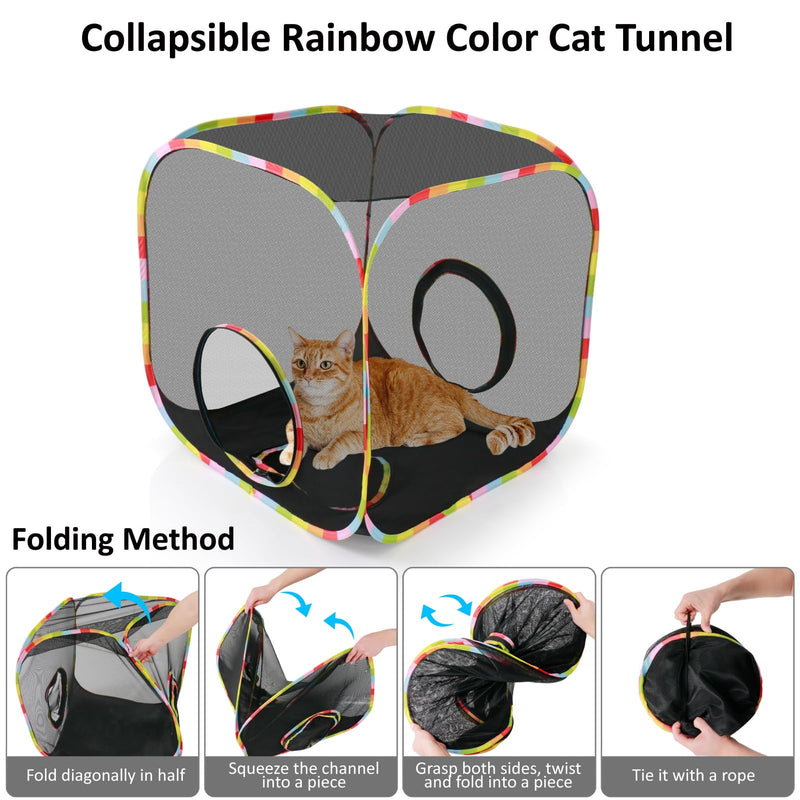 Portable Collapsible Cat Playpen, Escape-Proof Heavy-Duty Mesh Cat Enclosure, Fully Enclosed Cat Cube for Indoor Outdoor Use, Ideal for Kittens and Small Pets cube cat enclosures - PawsPlanet Australia