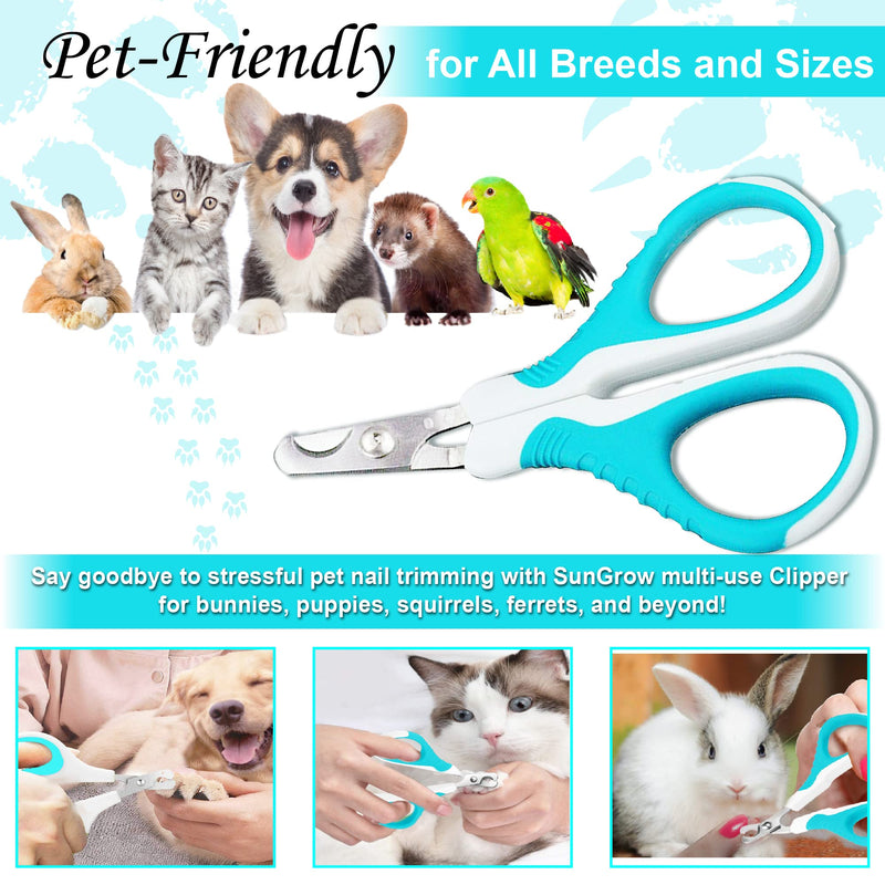 SunGrow Dog Nail Trimmer for Small and Medium Dogs, Cat Nail Claw Clipper, Non-Slip Handle, Professional Paw Grooming and Nail Care, Stainless Steel Blade - PawsPlanet Australia