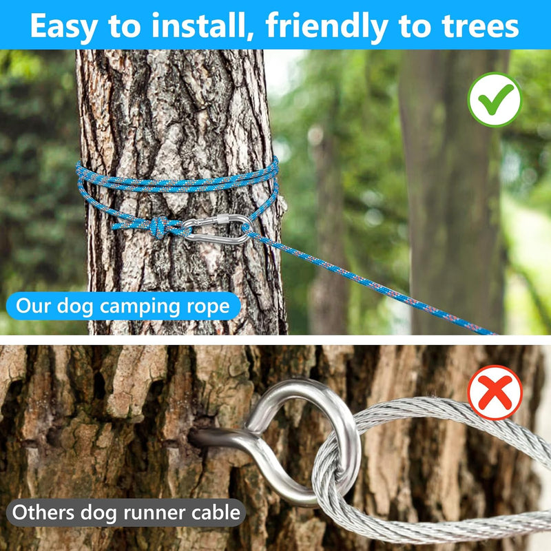 Dog Tie Out Cable for Camping Heavy Duty Overhead Trolley System and Dog Rope Toys with a Big Spring Pole Kit for Dogs up to 200lbs, Portable Reflective Dog Lead Line for Yard, Park and Outdoor 100FT - PawsPlanet Australia