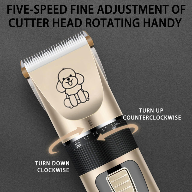 Dog Clipper Low Noise, Rechargeable Cordless Dog Hair Trimmer, Electric Pet Shaver, Paw Trimmer for Dogs Cats Champagne Gold - PawsPlanet Australia