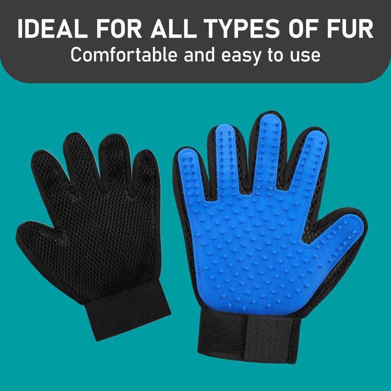 Maxpower Planet Pet Grooming Gloves for Dogs and Cats - Grooming Mitt for Dogs -Cat Gloves - Hair Removal Bruh - All Hair Types Blue - PawsPlanet Australia