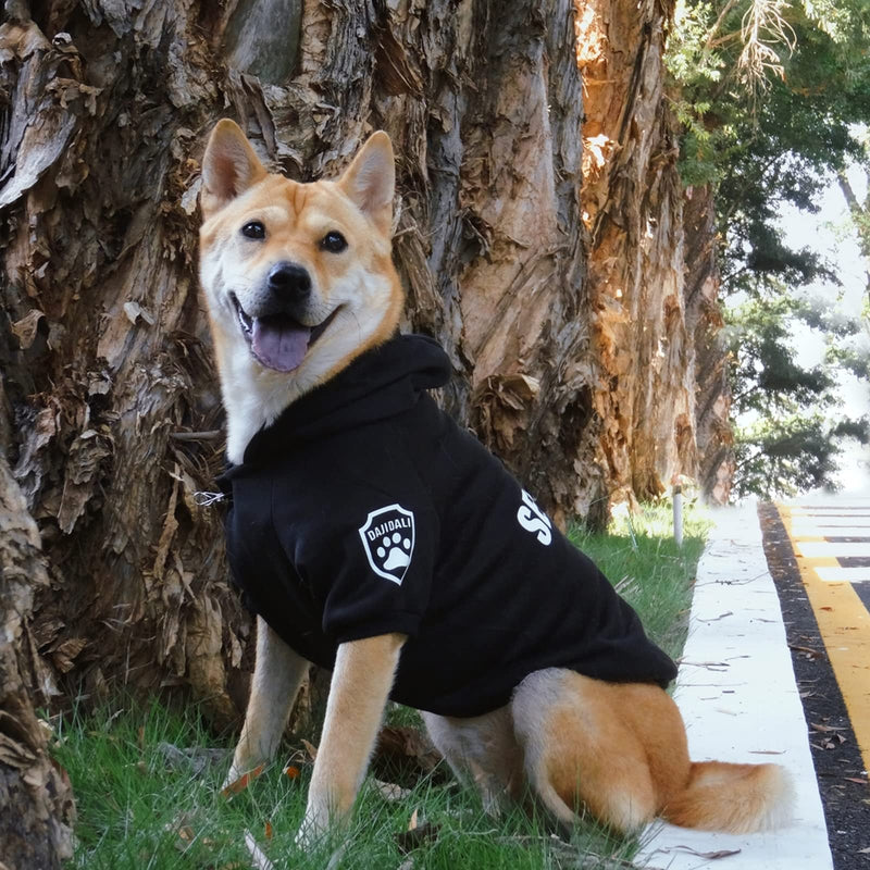Dog Security Hoodie with Glow-in-The-Dark Prints DAJIDALI Dog Clothes Apparel Winter Sweatshirt Warm Sweater Jacket Coat Hoodie for Small Medium Large Dog Cat 31" Chest Black - PawsPlanet Australia