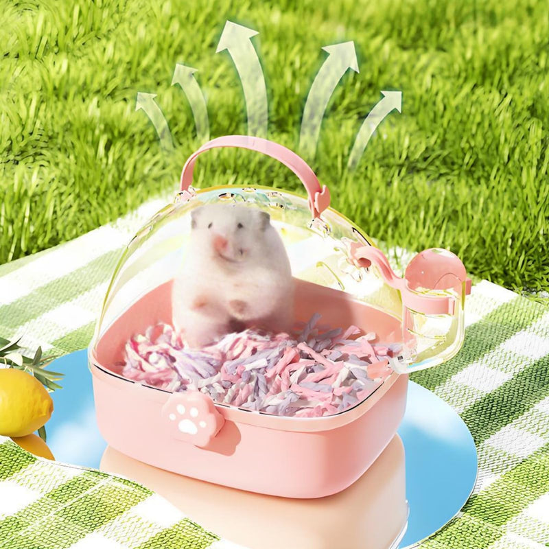 Hamster Carrier Cage, Portable Small Animal Carrier Cage with Water Bottle, Guinea Pig Outgoing Cage Hamster Travel Carry Case for Small Pets, Gerbils, Chinchillas, Dwarf Hamster - PawsPlanet Australia