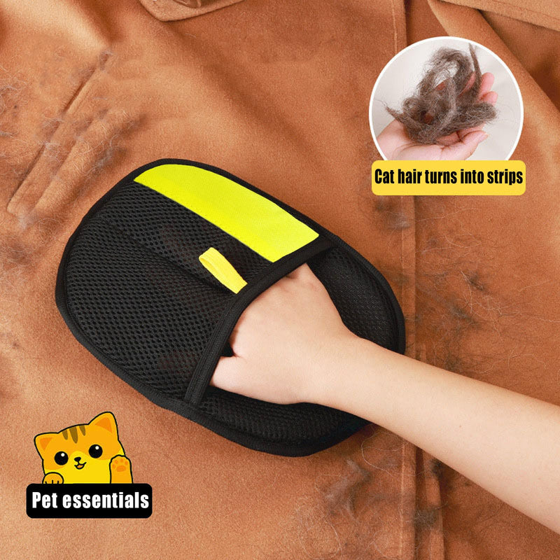 Pet Hair Removal Glove for Cats & Dogs, Upgraded Electrostatic Pet Hair Gloves, Reusable Magic Brush Pet Hair Remover Tool for Laundry, Couch, Carpet, Car Seat Yellow border - PawsPlanet Australia