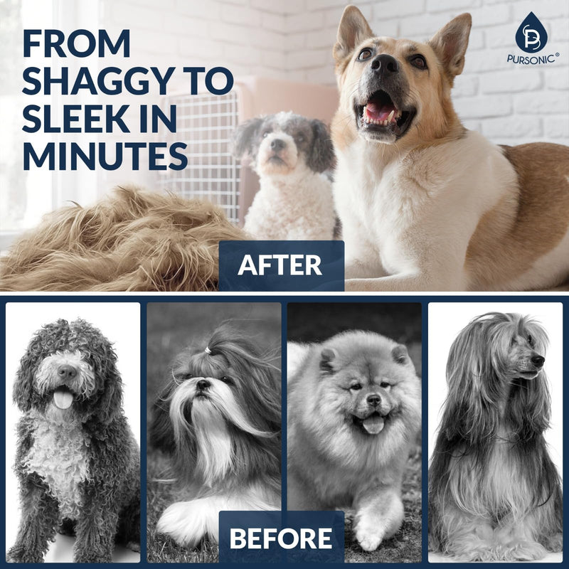 Pursonic Rechargeable Dog Clippers for Grooming – Professional Pet Clippers for Dogs & Cats, Quiet Pet Hair Trimmer with Adjustable Blades and Guide Combs - PawsPlanet Australia