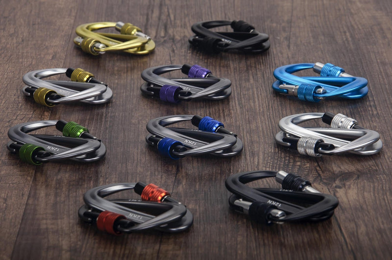 BROTREE Locking Carabiner Clips 12KN (1200 kg) Heavy Duty Carabiners for Hammock, Camping, Hiking, Backpack and More (2 or 4 Packs) Locking 4 x Black2Blue2