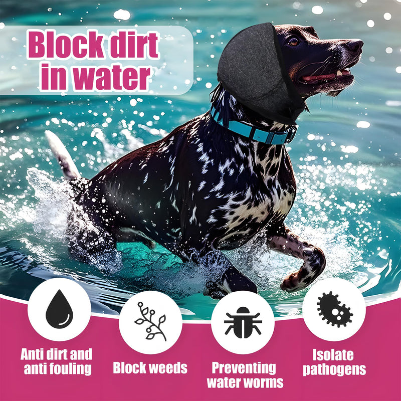 1PC Black Dog Ear Protector,Pet Ear Cover for Grooming,Bathing, Noise Reduction & Outdoor Activities,Soft Breathable Fabric,Adjustable Strap for Comfort Fit,M