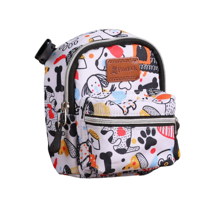 PawLook Dog Backpack to Wear with Chest Harness Self Carrier dogbag with Additional Pocket for Poop Bag Anti Slip Stylish Dog Bag for Your pet Street Smart Serie White Bone Small WHITEBONE S - PawsPlanet Australia