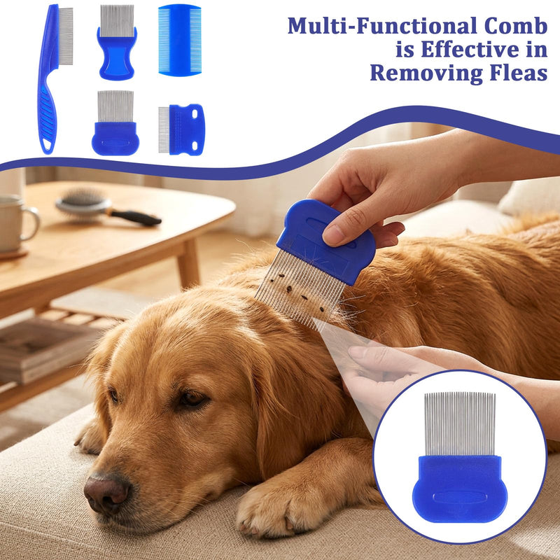 7 Pack Flea Comb Lice Comb Plastic and Metal Tick Combs for Dogs Double Sided Fine Teeth Flea Combs for Dandruff Removal Tear Stain Remover Kids Adults Small Medium Large Pets