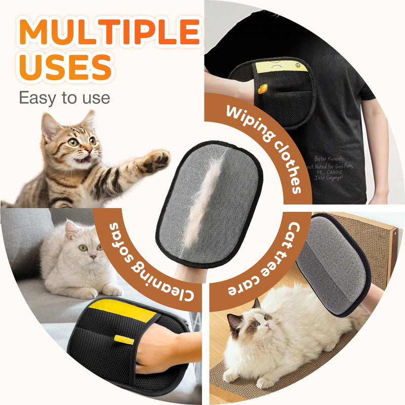 Reusable Pet Hair Remover Gloves – Electrostatic Lint & Fur Removal, Machine Washable Cleaning Gloves for Furniture, Clothes & Car(Black) Black - PawsPlanet Australia