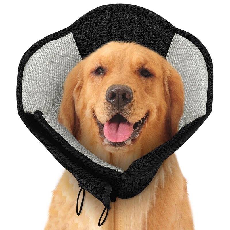 SUNFURA Soft Dog Cone, Dog Cones for Large Dogs, Cone for Extra Large Dogs to Stop Licking After Surgery, Adjustable Dog Cone Alternative Dog Recovery Collar for Wound Healing, Black XL X-Large